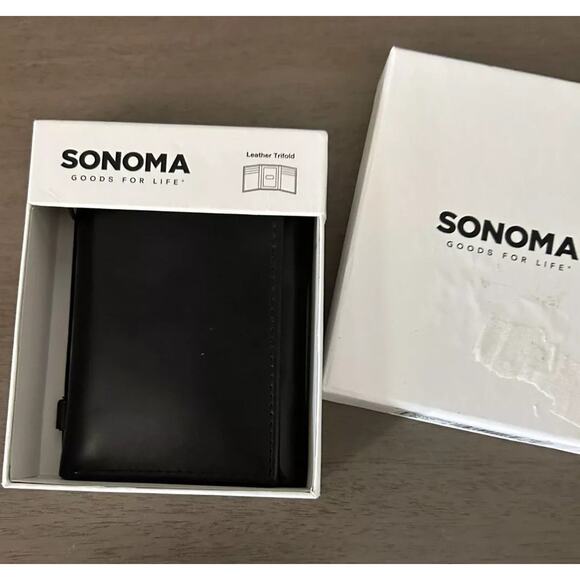 Sonoma Black Leather Trifold Wallet | RFID | Men’s Classic | NWT Gift Box - Picture 2 of 8